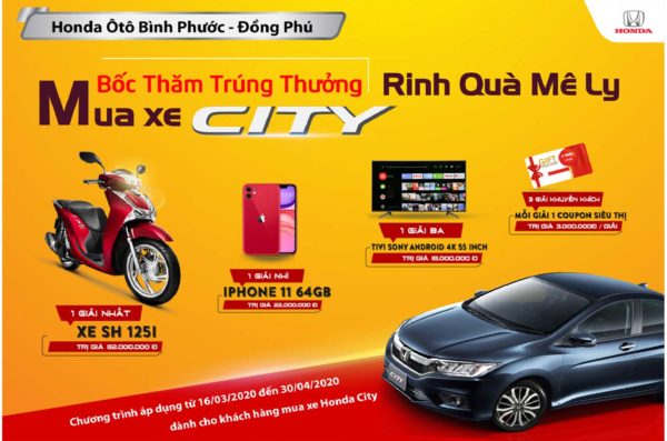 Qua tặng hấp dẫn kho khách hàng mua xe Honda City tại Honda Ôtô Bình Phước